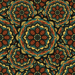 Seamless repeating pattern consisting of colored mandal.Vector