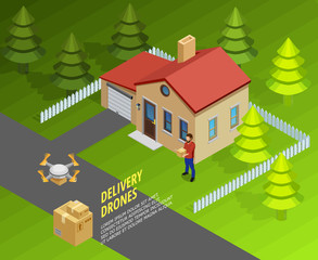 Drones Delivery Isometric Template