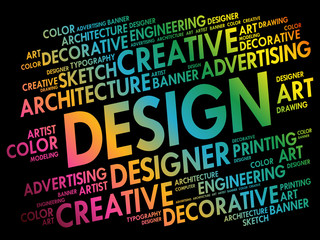 DESIGN word cloud, creative business concept background