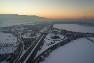 Highway road traffic on a bridge