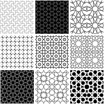 Arabic geometric style in black and white