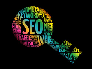 SEO - Search Engine Optimization Key word cloud, business concept