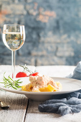 Tagliatelle pasta with Salmon