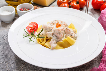 Tagliatelle pasta with Salmon