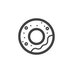 Doughnut or donut line icon, outline vector sign, linear pictogram isolated on white. Dessert food symbol, logo illustration