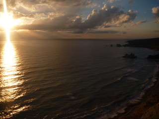 beautiful romantic sunset over a sea
