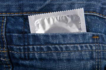 condoms in a blue jeans