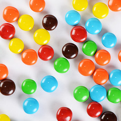 Closeup of pile colorful chocolate candies