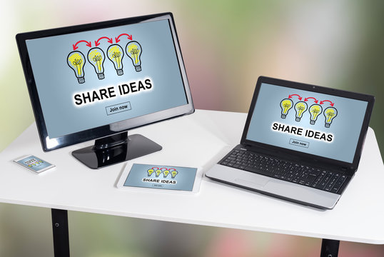 Share ideas concept on different devices