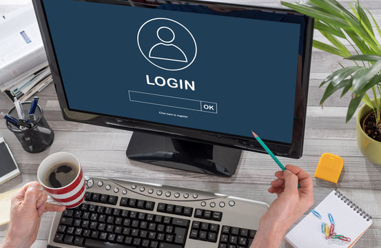 Login concept on a computer