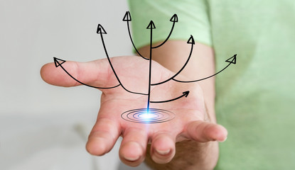 Man using hand-drawn business presentation