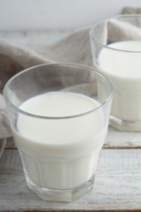 milk in glass closeup