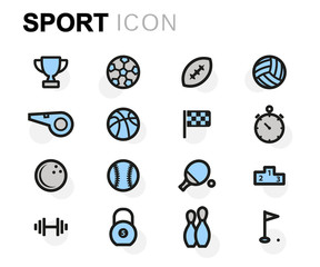 Vector flat sport icons set