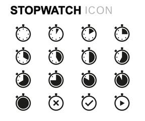 Vector line stopwatch icons set