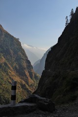 Fototapeta na wymiar Narrow valley in the Annapurna Conservation Area