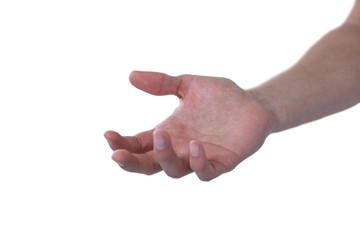 Hand of man pretending to hold an invisible object
