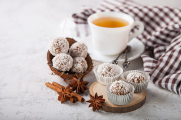 homemade candies on a table, selective focus, copy space