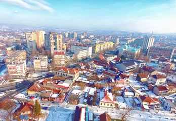 Kussenhoes Aerial view of Kruševac, Serbia © springtime78