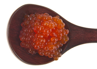 wooden spoon with caviar