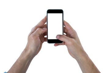 Close-up of hand using mobile phone