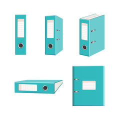 isoated clip art office arch mechanism turquoise folders set