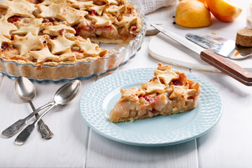 Homemade apple pie with cranberries and cinnamon