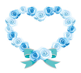 青いバラのハートフレーム