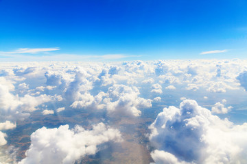Naklejka na ściany i meble Beautiful Sky view through plane window