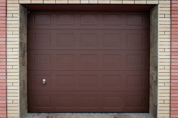 the facade of the garage doors.