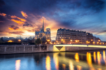 Fototapeta na wymiar Notre Dame de Paris at Twilight