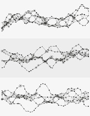 Fototapeta premium Modern abstract vector illustration with connected dots. Wavy mechanical construction. Complexity of modern analytical systems. Digital representation of informational flow. Element of design.