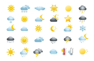 Foto op Plexiglas 30 weather icons on white background © nezezon