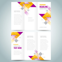 Brochure design template vector tri-fold abstract squares