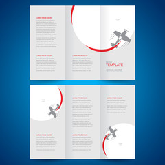 brochure design template vector tri-fold airplane flight
