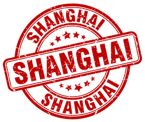 Shanghai red grunge round vintage rubber stamp