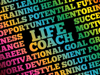 Life coach word cloud collage, business concept background