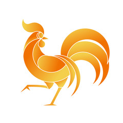 Minimalistic style rooster - symbol of year 2017. Cock simple illustration.
