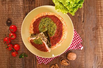 Calzone with walnuts and endive. 
