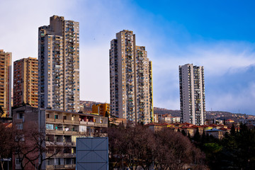 Fototapeta premium Skyscrapers of city Rijeka view