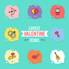 Set of valentine's day objects and icon