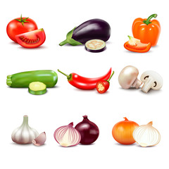 Raw Vegetables Isolated Icons 