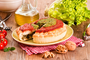 Calzone with walnuts and endive. 