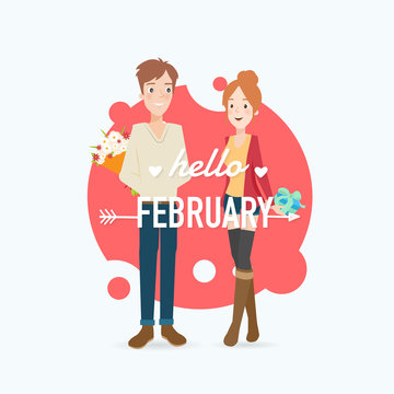 Happy young couple.vector illustration