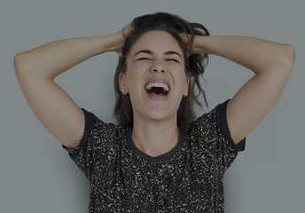 Woman Cheerful Studio Portrait Concept