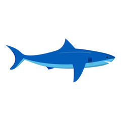Vector flat with an illustration of a shark. An element of design of the websites about fishing. An icon for games. Siluyet of a shark.
