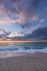 Sunset at the beach in Greece