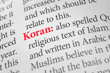 Definition of the word Koran in a dictionary