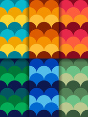 Set of seamless patterns with color circles.For fabrics, banners, leaflets, an element of design of packing of products, for bags, boxes, for registration of the websites.