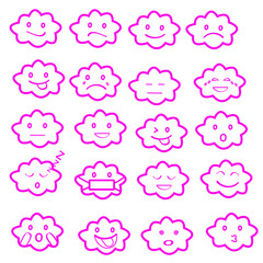 Fototapeta premium Abstract funny flat style emoji emoticon icon set,cloud pink