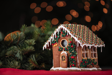 Gingerbread house and Christmas tree